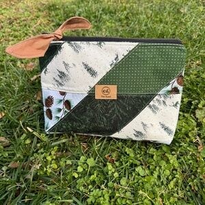 Handmade Quilted Green Cosmetic Bag